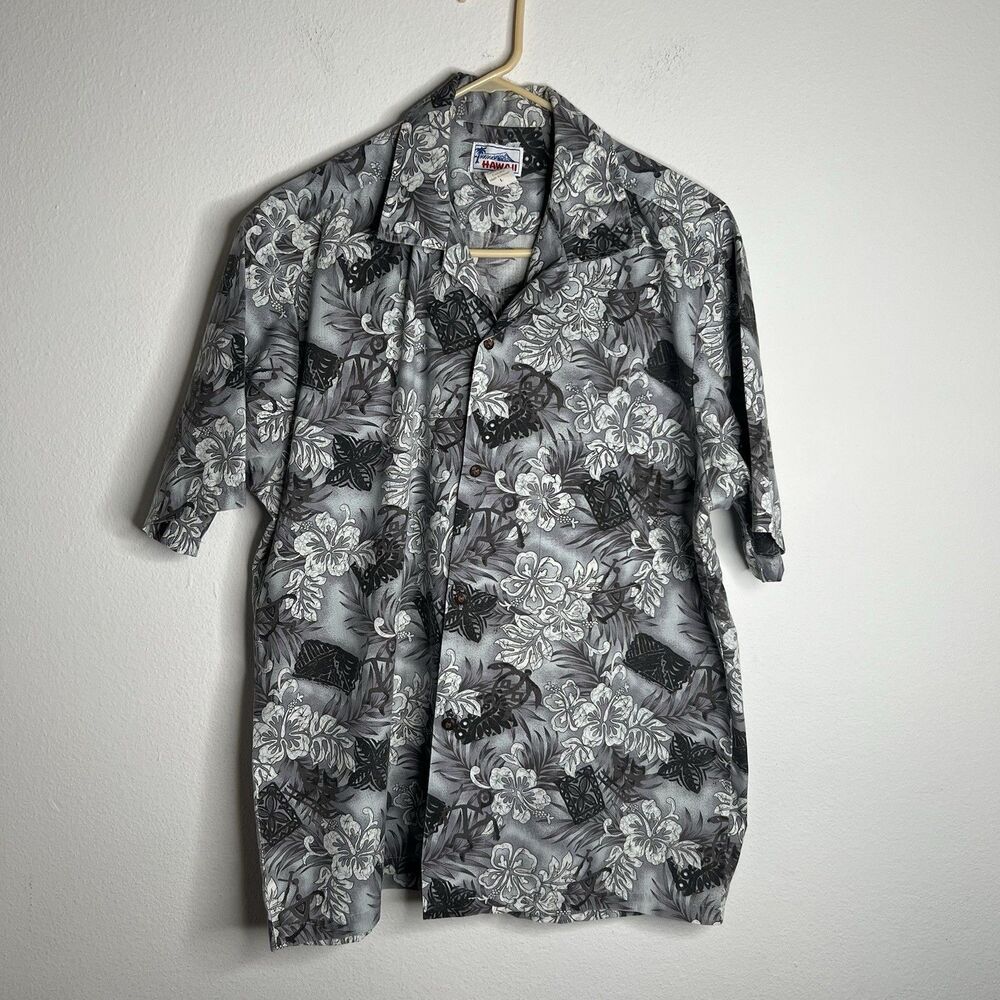 Hawaiian Floral Camp Men’s Shirt Cotton Blend  Vacation SZ L